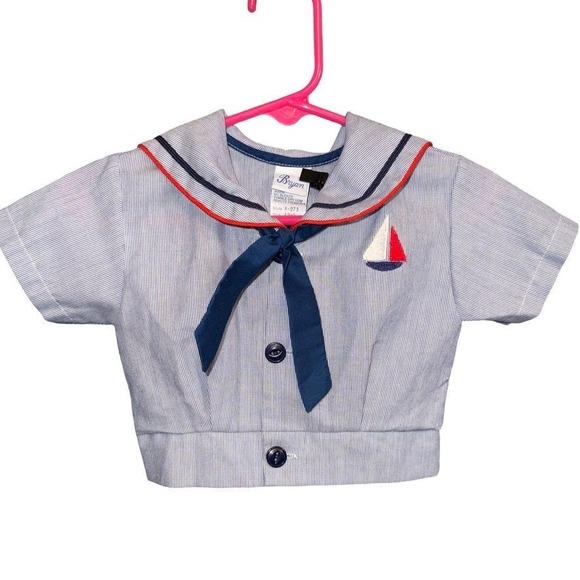 Bryan Other - Vtg Bryan 12mo (9/12 mo IMO) Boys Sailor Shirt with Boat Applique VGUC for age!
